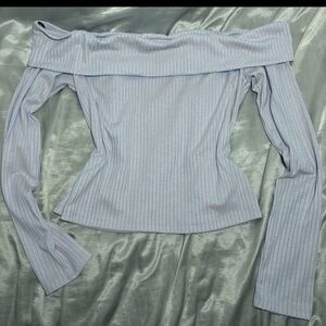 H&M Divided Soft Blue Off The Shoulder Top